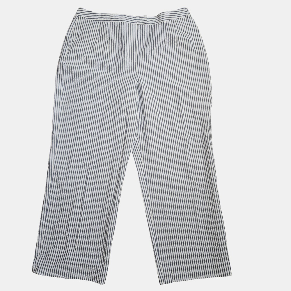 J. Peterman Nautical Striped Seersucker Trouser Pants 20x30 Capsule Wardrobe‎